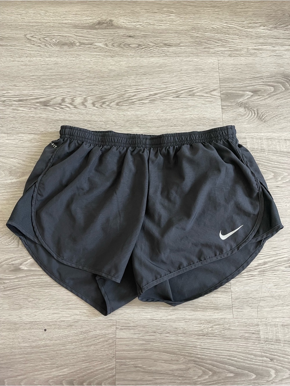 Nike Women’s Black Athletic Running Shorts with White Swoosh